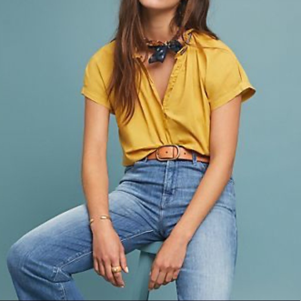 💛Anthro || Velvet by Graham & Spencer Loraine Yellow Top💛